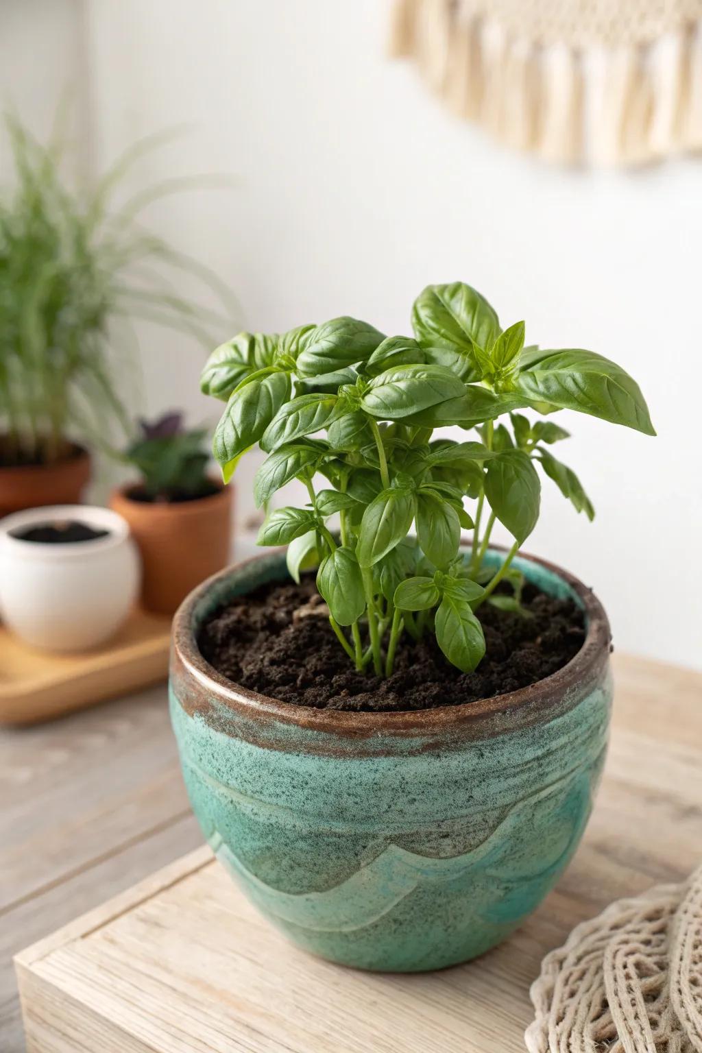 Nurture your culinary creativity with a touch of nature: Begin your herb garden journey with vibrant basil.