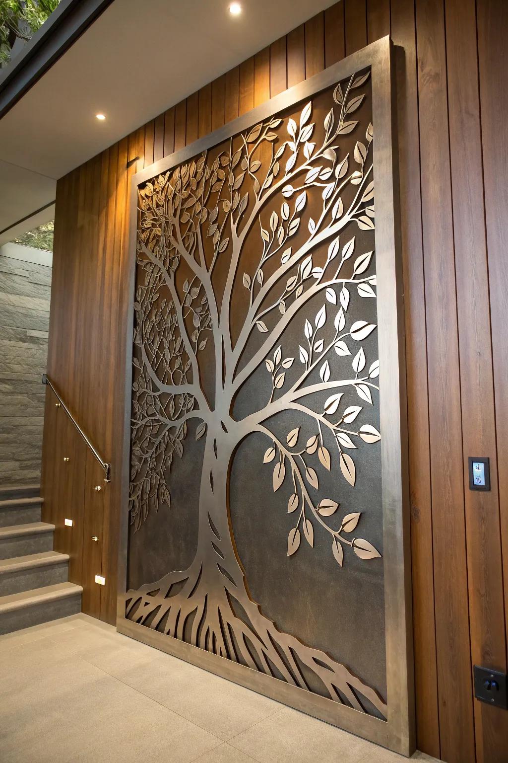 Transform your space with the elegance of nature-inspired metal art. 🌳✨
