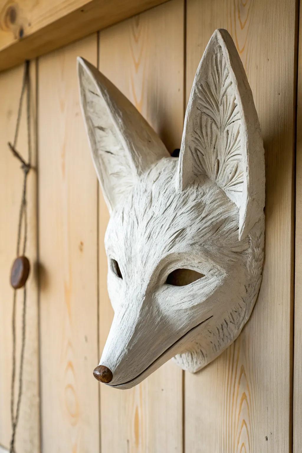 Capture the wild elegance of the Animal Kingdom with this exquisite plaster fox mask, where simplicity meets artistry.