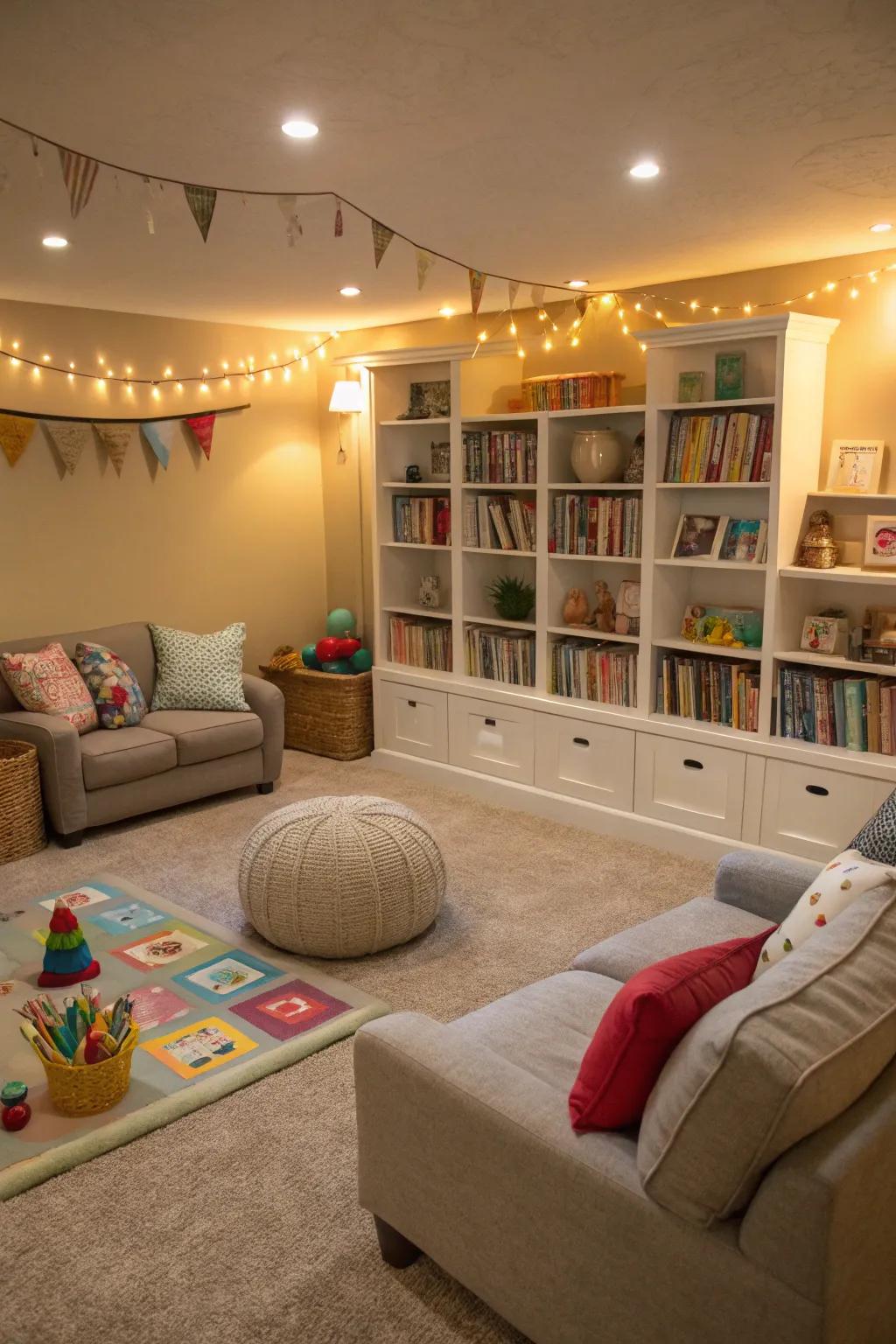 A cozy carpet provides warmth and comfort.