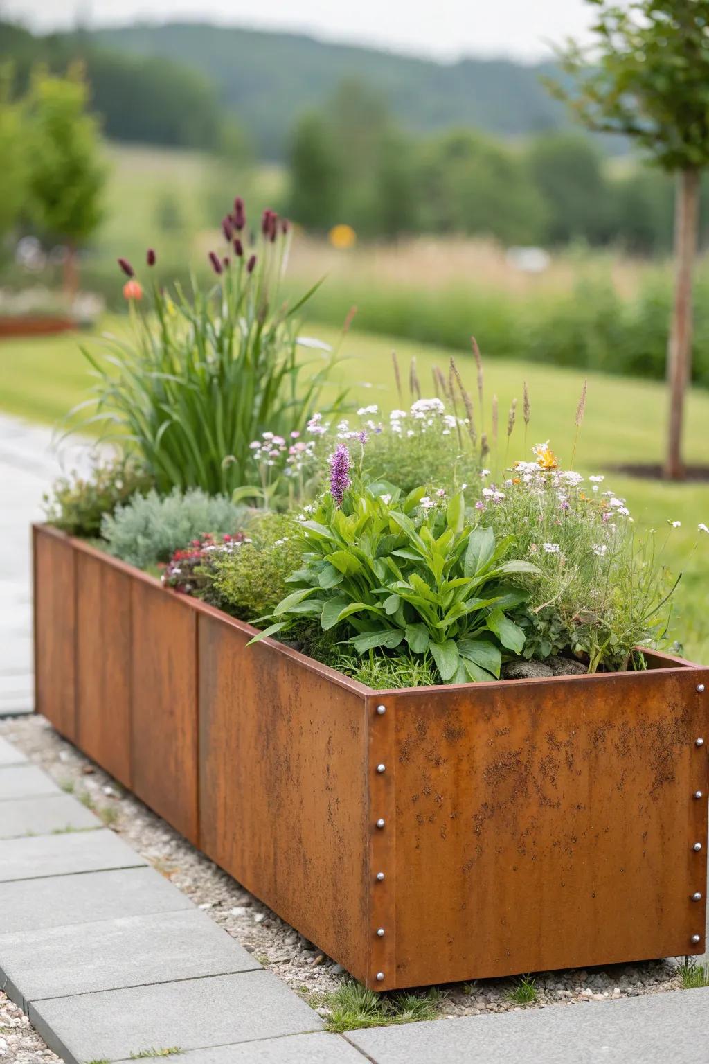 Embrace the beauty of transformation with a Corten steel raised bed, where sleek design meets natural elegance.