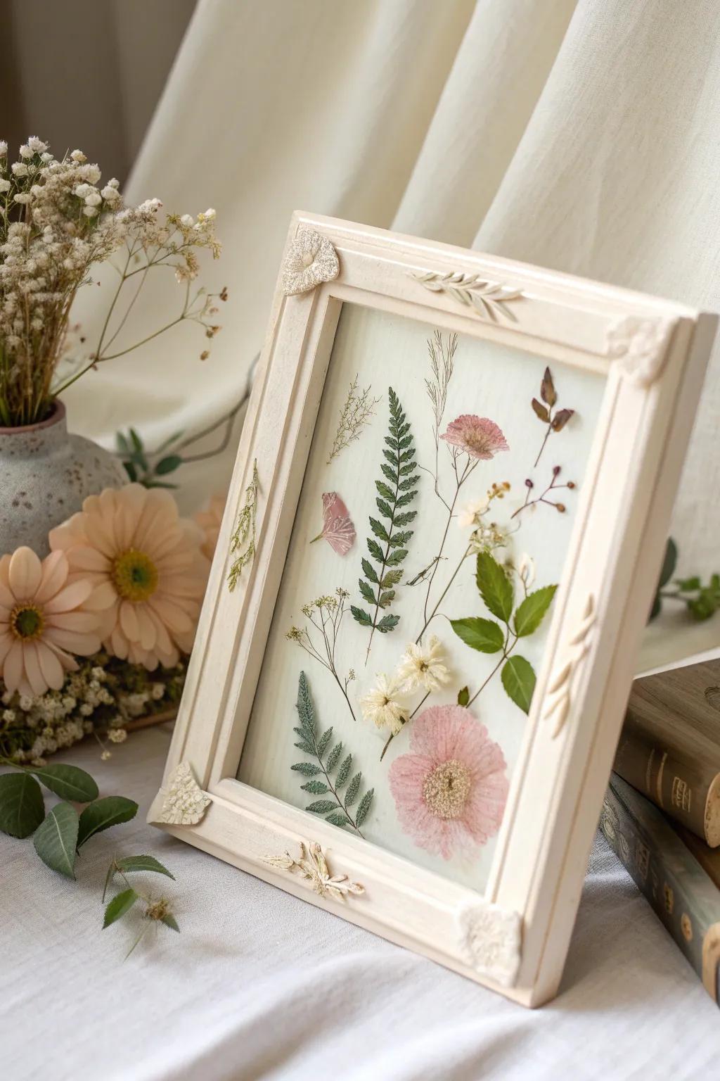 Bring the beauty of nature indoors with this enchanting floral resin frame.
