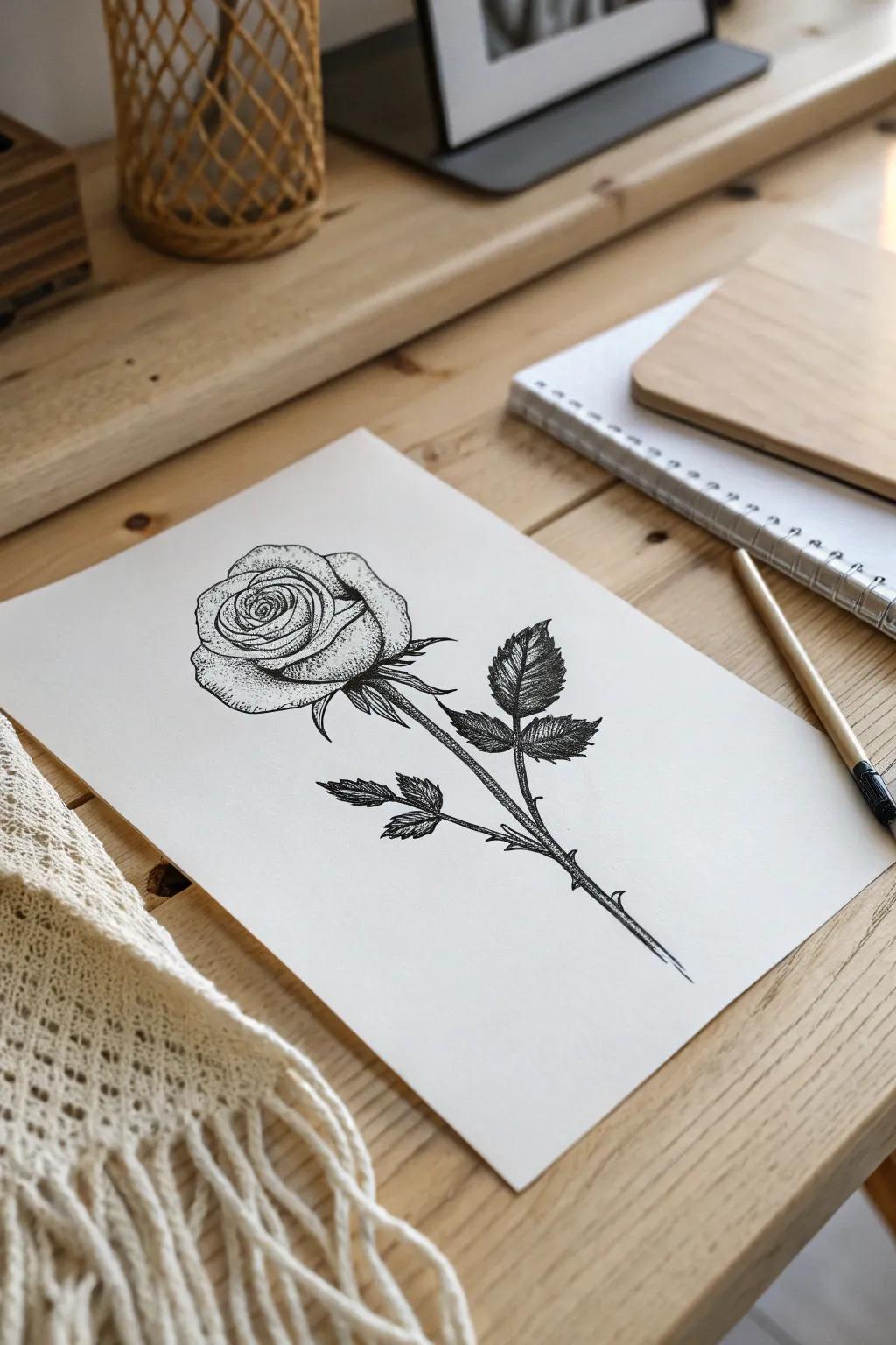 Elevate your space with the elegance of minimalist rose outlines, where simplicity meets natural beauty.