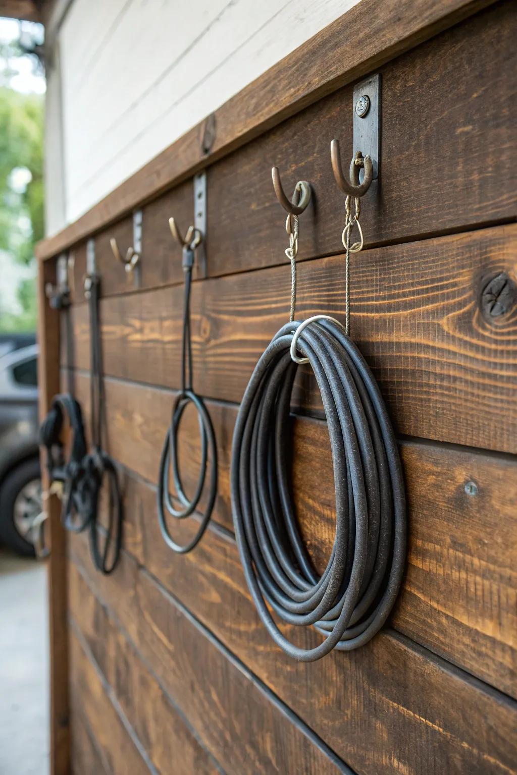 Organize in style: Keep your RV power cords tidy with these sleek wall hooks.