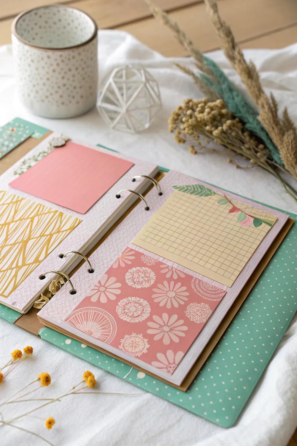 Transform your memories into art with vibrant, textured scrapbook pages that celebrate simplicity and natural beauty.