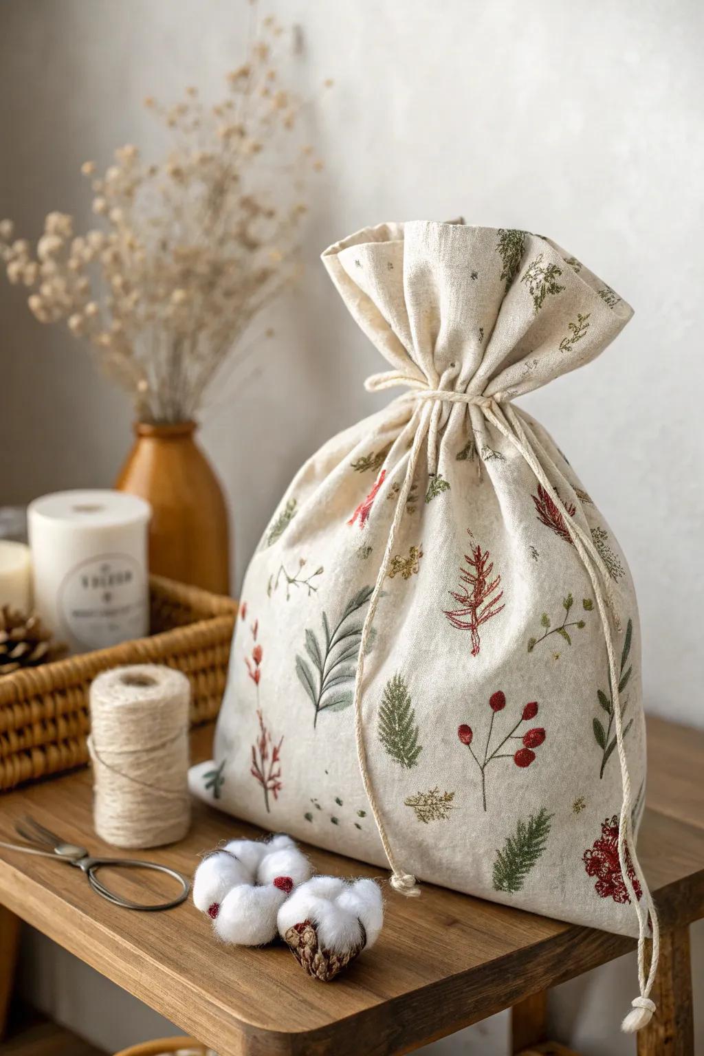 Gift with love and sustainability: Create your own charming DIY fabric gift bags for a thoughtful Christmas surprise.
