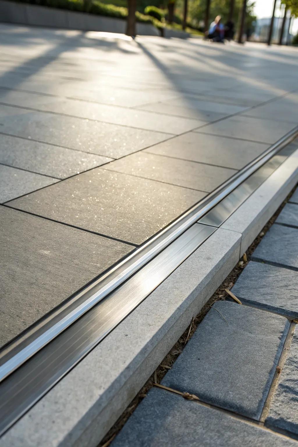 Elevate your outdoor space with the modern elegance of sleek metal edging.
