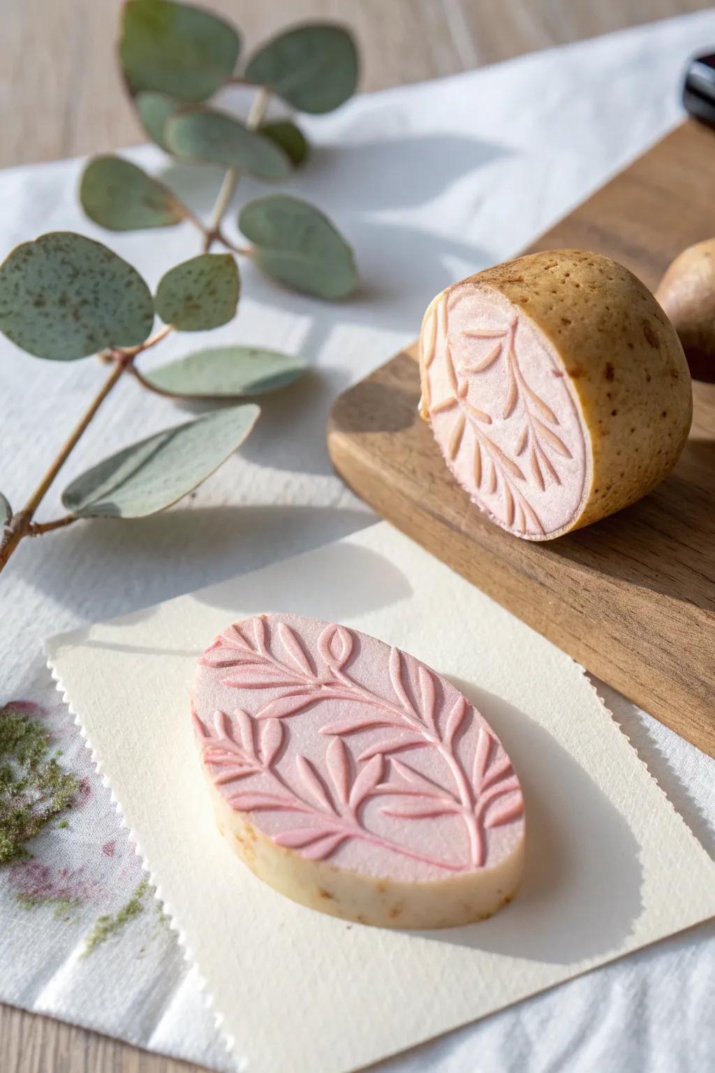 Craft beauty with nature: Potato stamp art with a minimalist twist.