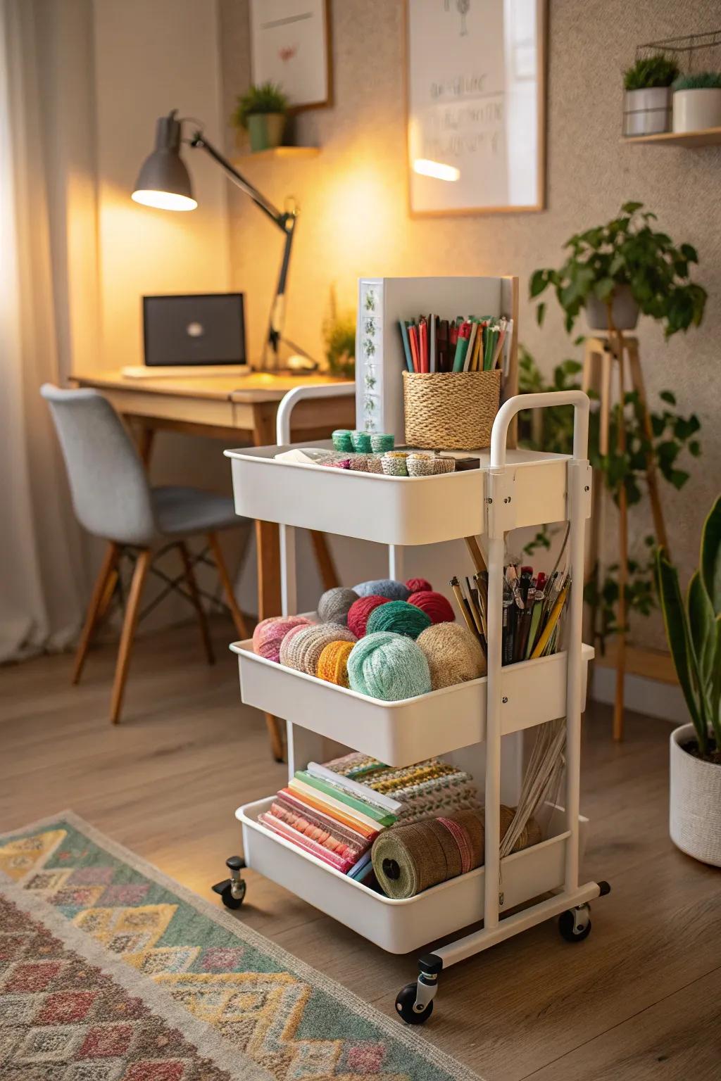Rolling carts offer portable and adaptable storage for any room.