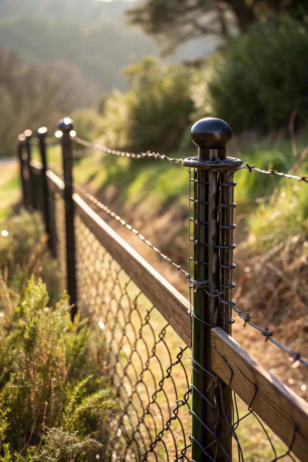 Elevate your property with a blend of rustic charm and modern design using wire and mesh T-post fencing.