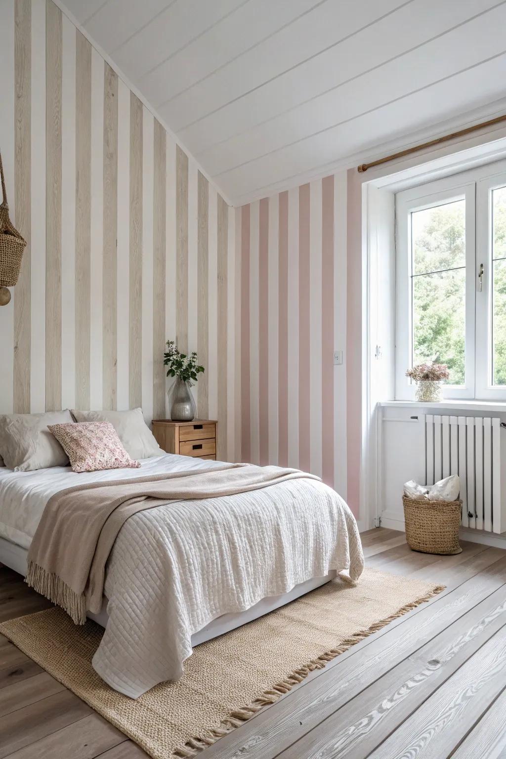 Elevate your space with elegant stripes: a minimalist touch for serene sophistication.