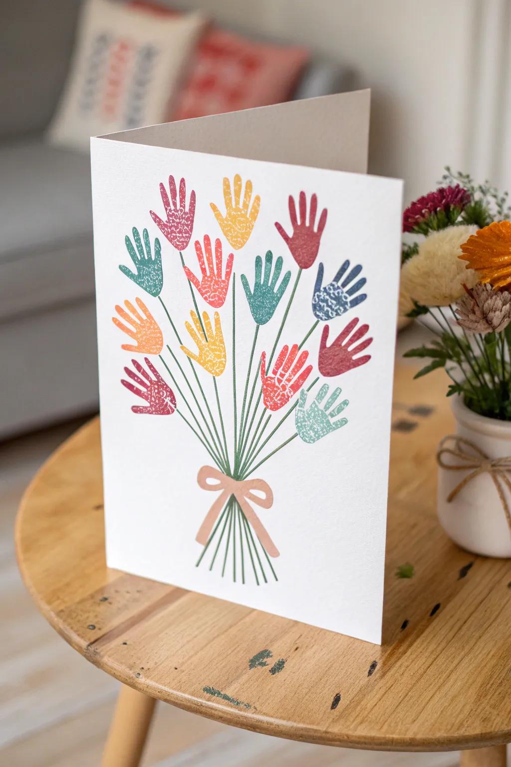 Craft a heartfelt keepsake with a Handprint Bouquet Card—where simplicity meets artistry.