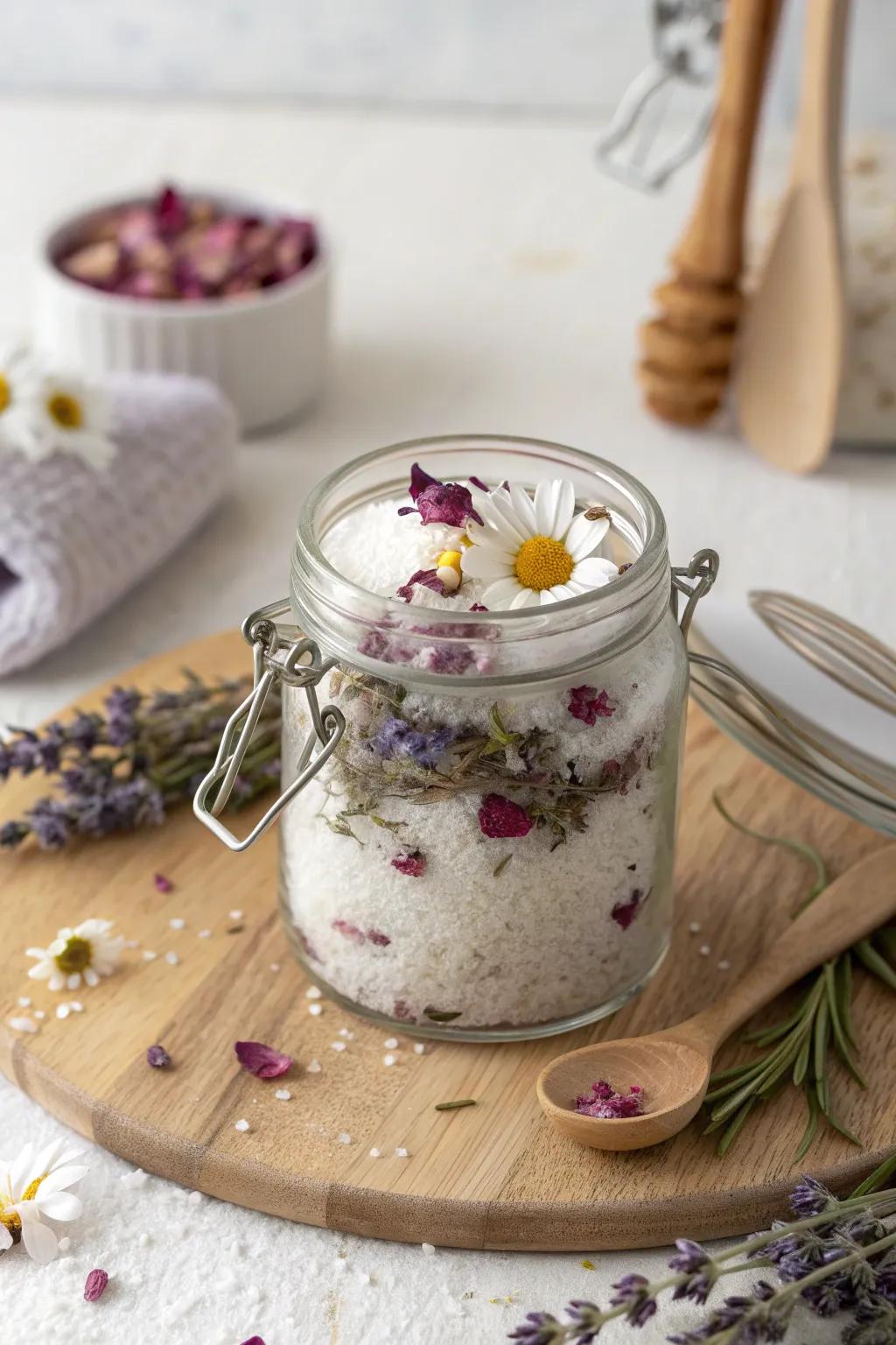 Crafted with care, these herbal bath soaks bring relaxation in a jar.