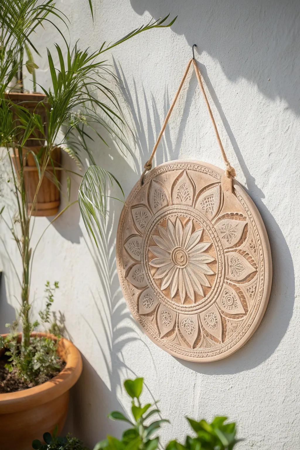 Elevate your decor with the natural beauty of handcrafted clay wall art.