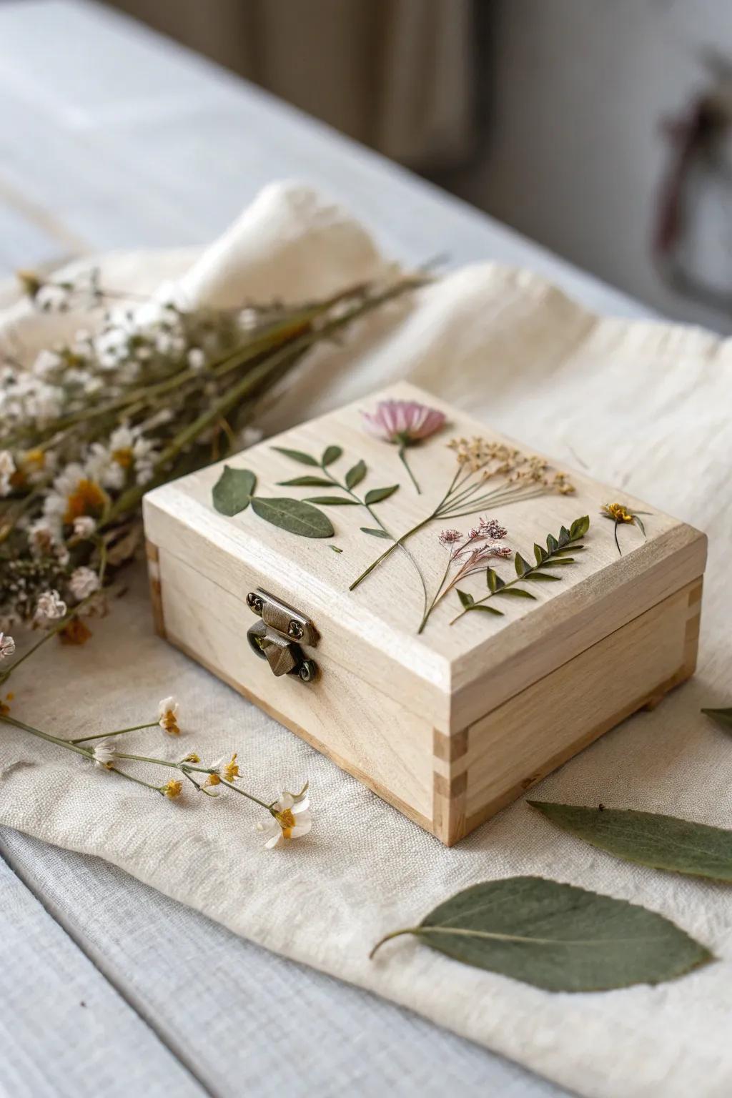 Embrace nature's elegance with this charming keepsake box, perfect for your treasured trinkets.