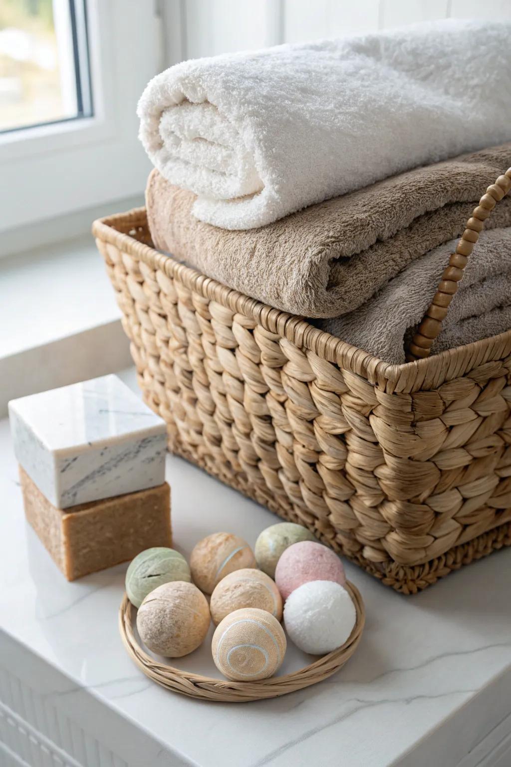Indulge in a serene escape with a spa day in a basket, where minimalism meets luxury.