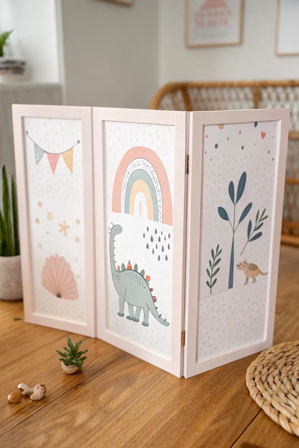 Transform your child's play space into a whimsical wonderland with this minimalist, boho-inspired trifold board.