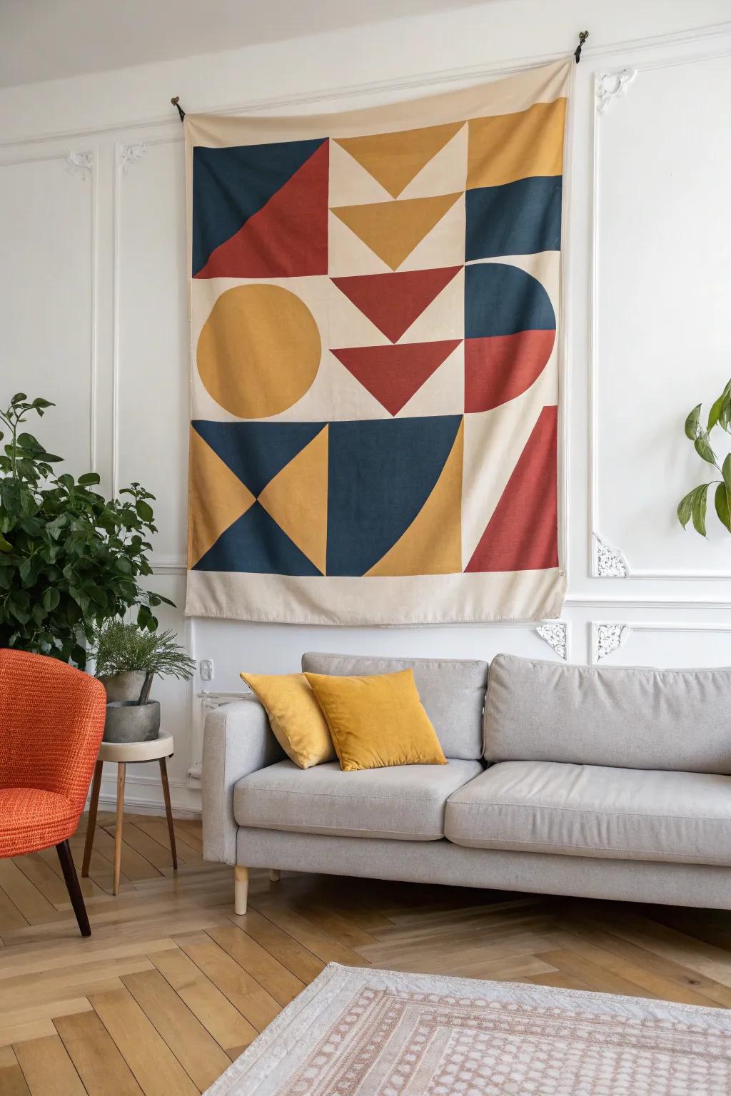 Transform your space with a splash of geometric beauty. Create your own vibrant wall tapestry for a stunning focal point that's both simple and stylish.