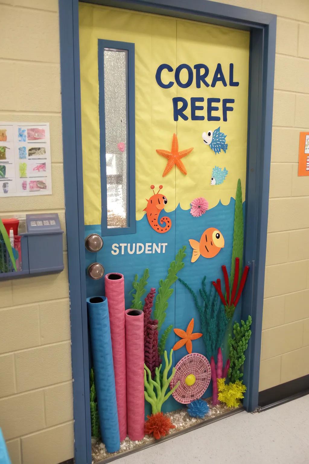 An interactive coral reef invites students to dive into learning.