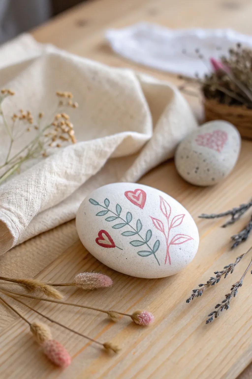Embrace simplicity and love with this beautifully painted heart rock, perfect for a touch of minimalist charm.