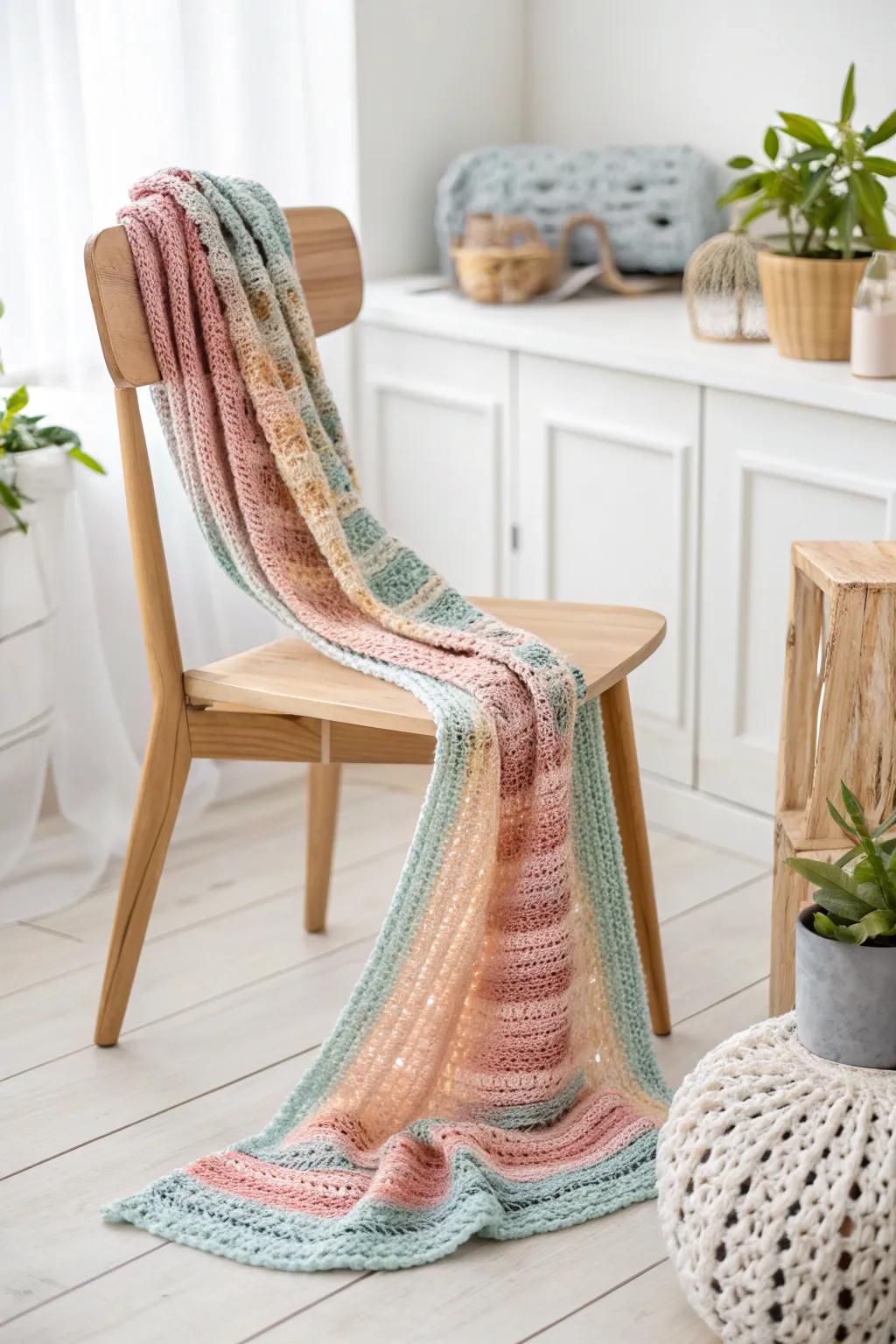 Wrap yourself in warmth and color with this stunning variegated yarn scarf—perfect for a stylish, cozy morning in Austin.