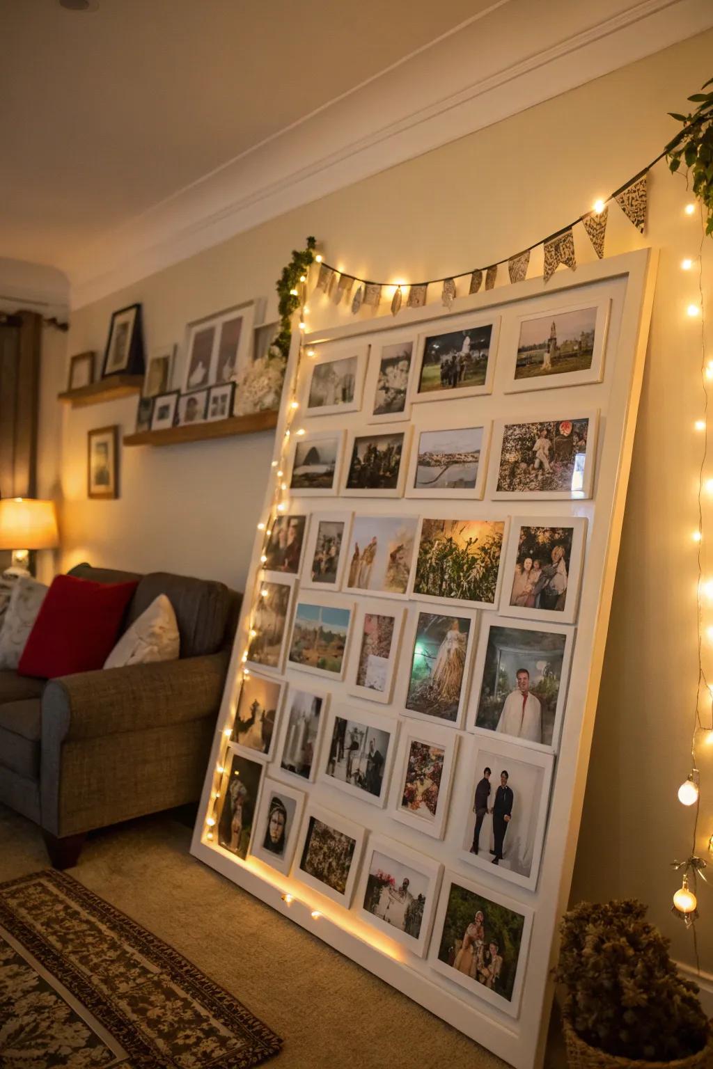 Transform your wall into a gallery with a stunning photo collage board.