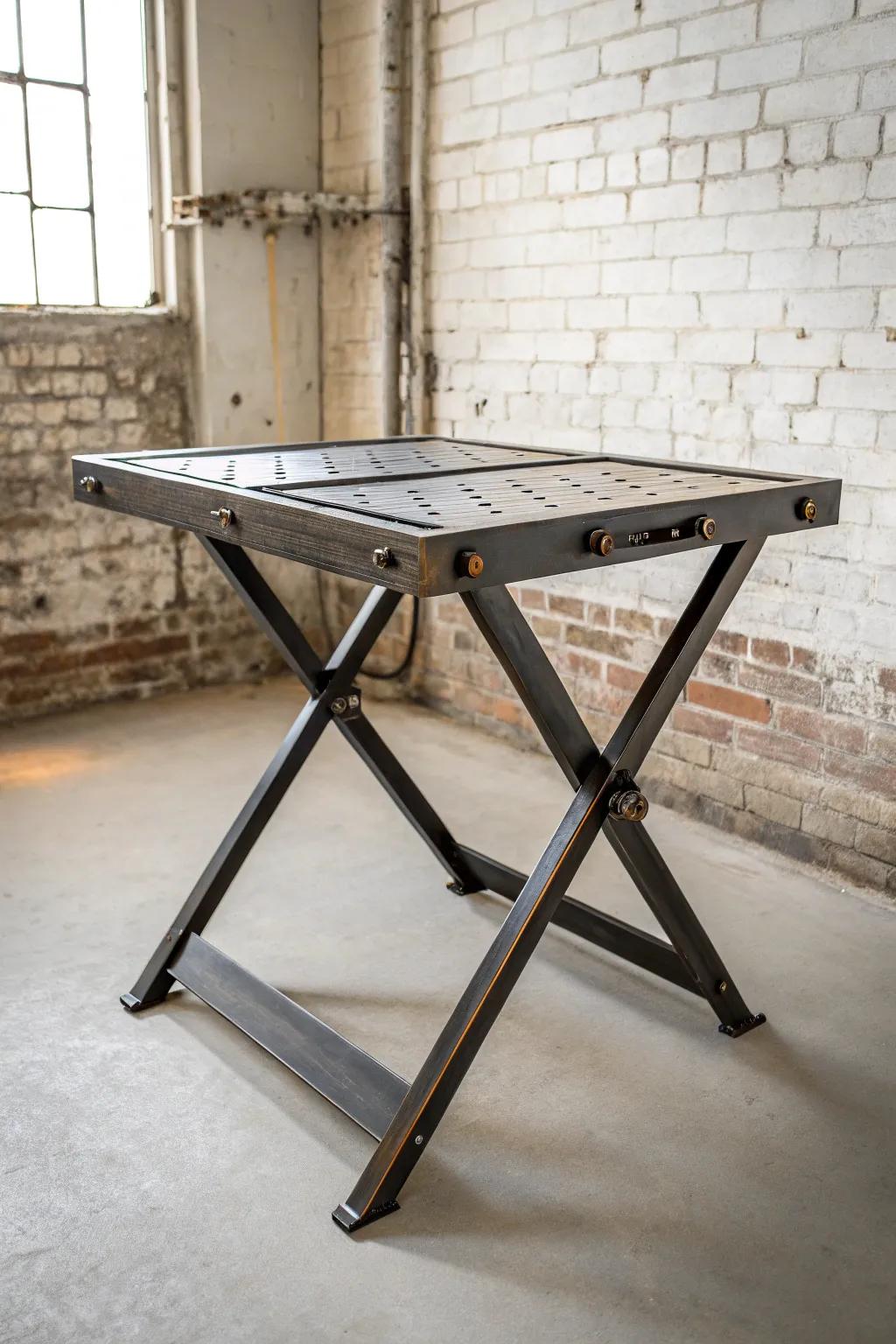 Craftsmanship meets functionality: A sleek folding welding table for the modern craftsman.