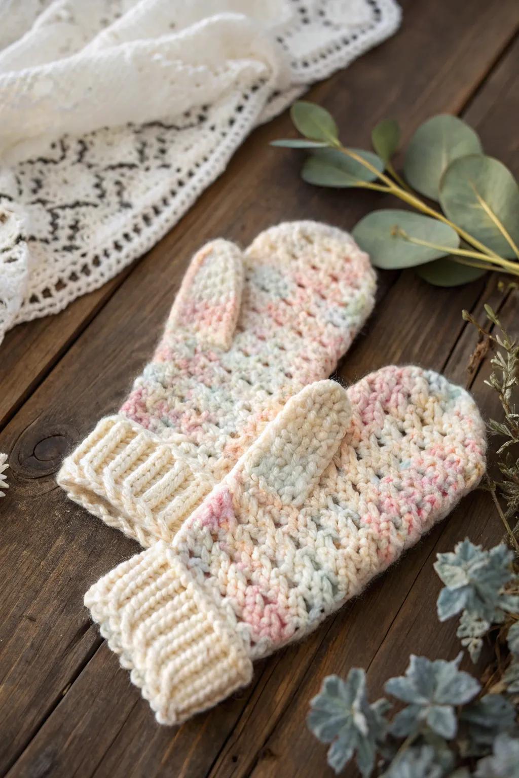 Wrap your hands in warmth and style with these beautifully textured crochet mittens, perfect for cozy winter days.