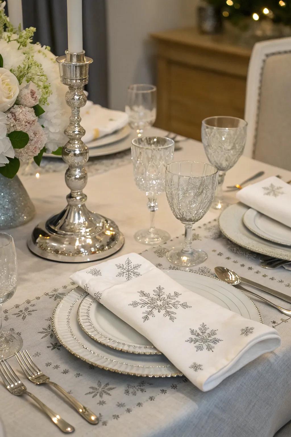 Elevate your dining experience with a winter-themed table setting.