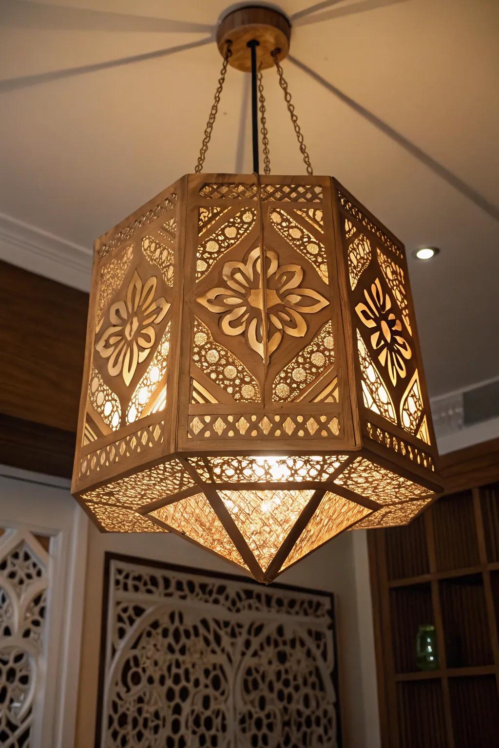 Illuminate your space with handcrafted elegance: Intricate wooden lampshades that transform any room into a work of art.
