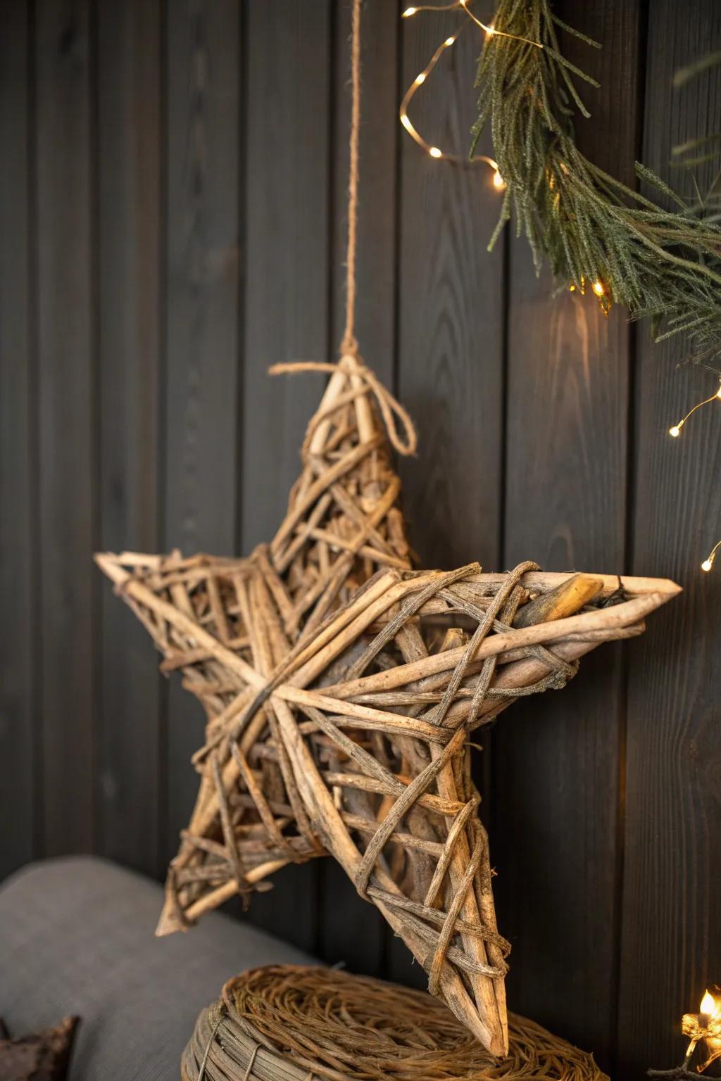 Capture the essence of rustic elegance with handcrafted wooden star ornaments.