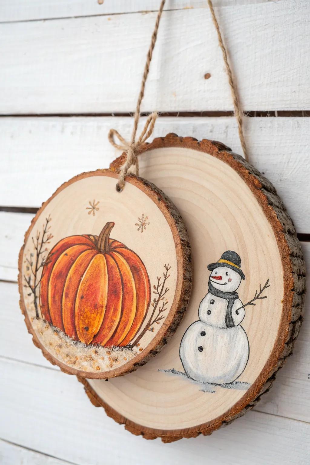 Embrace the seasons with a handcrafted door hanger, perfect for both fall and winter!
