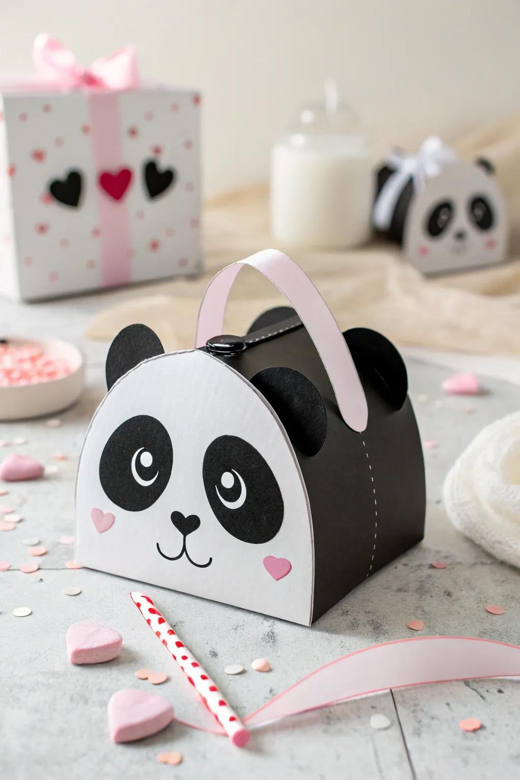 Falling in love with this adorable panda Valentine box, where minimalist design meets playful charm. 🐼💕