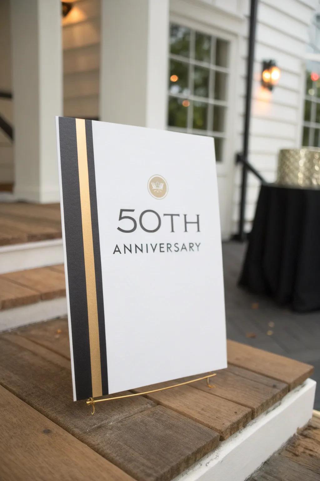 Achieve a sleek and classy vibe with monochrome anniversary invitations.