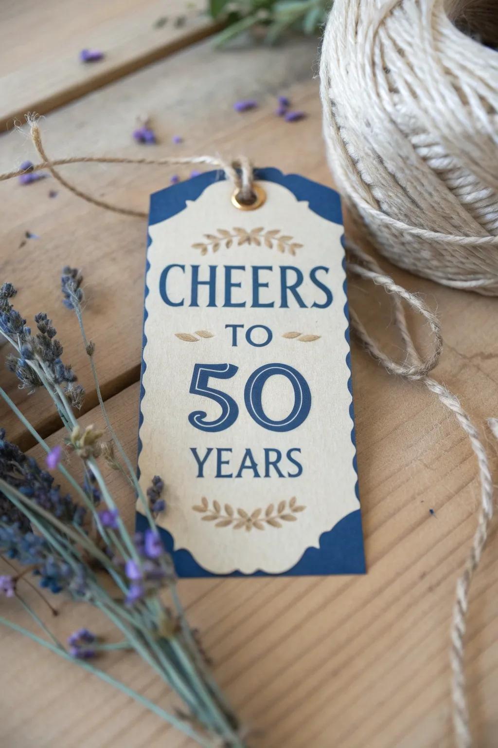 Celebrate 50 years with elegance and style—these party favor tags are a small touch that makes a big impact!