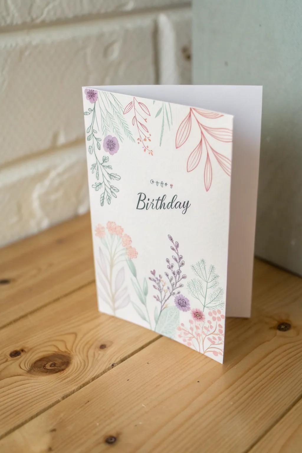 Embrace the art of subtlety with a pastel card that feels like a gentle hug.