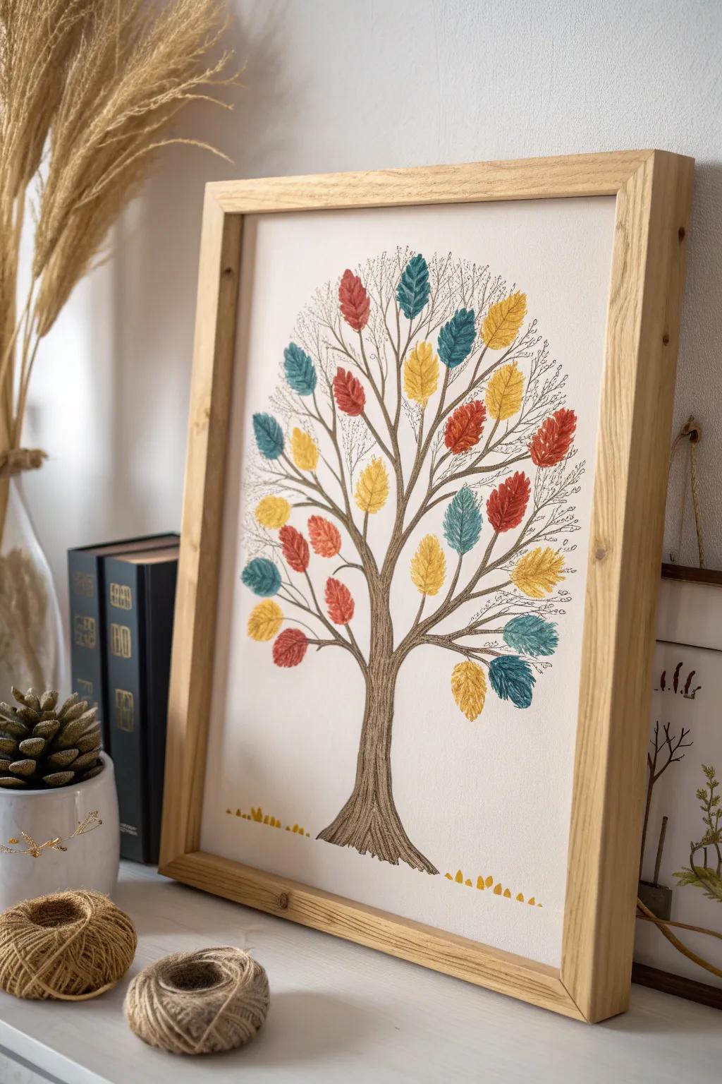 Capture the essence of togetherness with a thumbprint tree, a perfect keepsake for cherished baby shower memories.