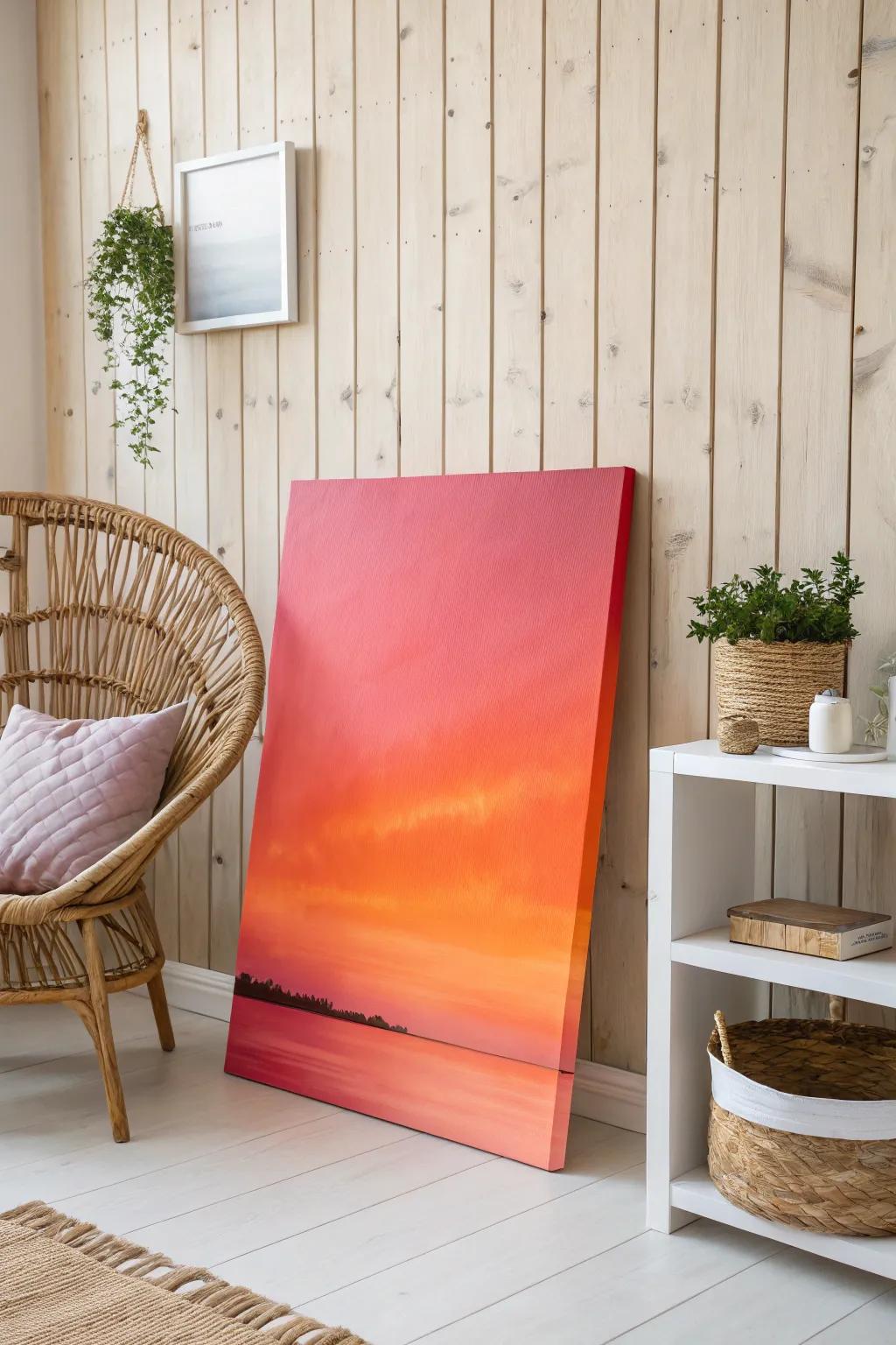 Transform your space with a sunset-inspired gradient: where Scandinavian simplicity meets boho warmth.