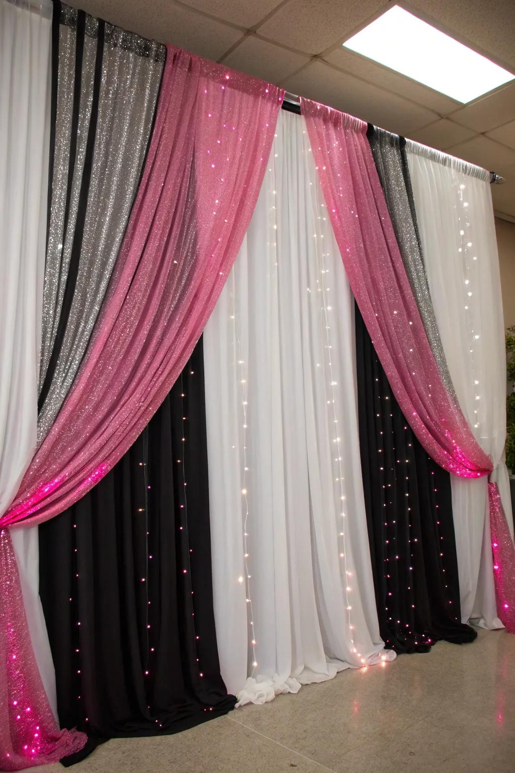 A photo backdrop that combines elegance and glamour.