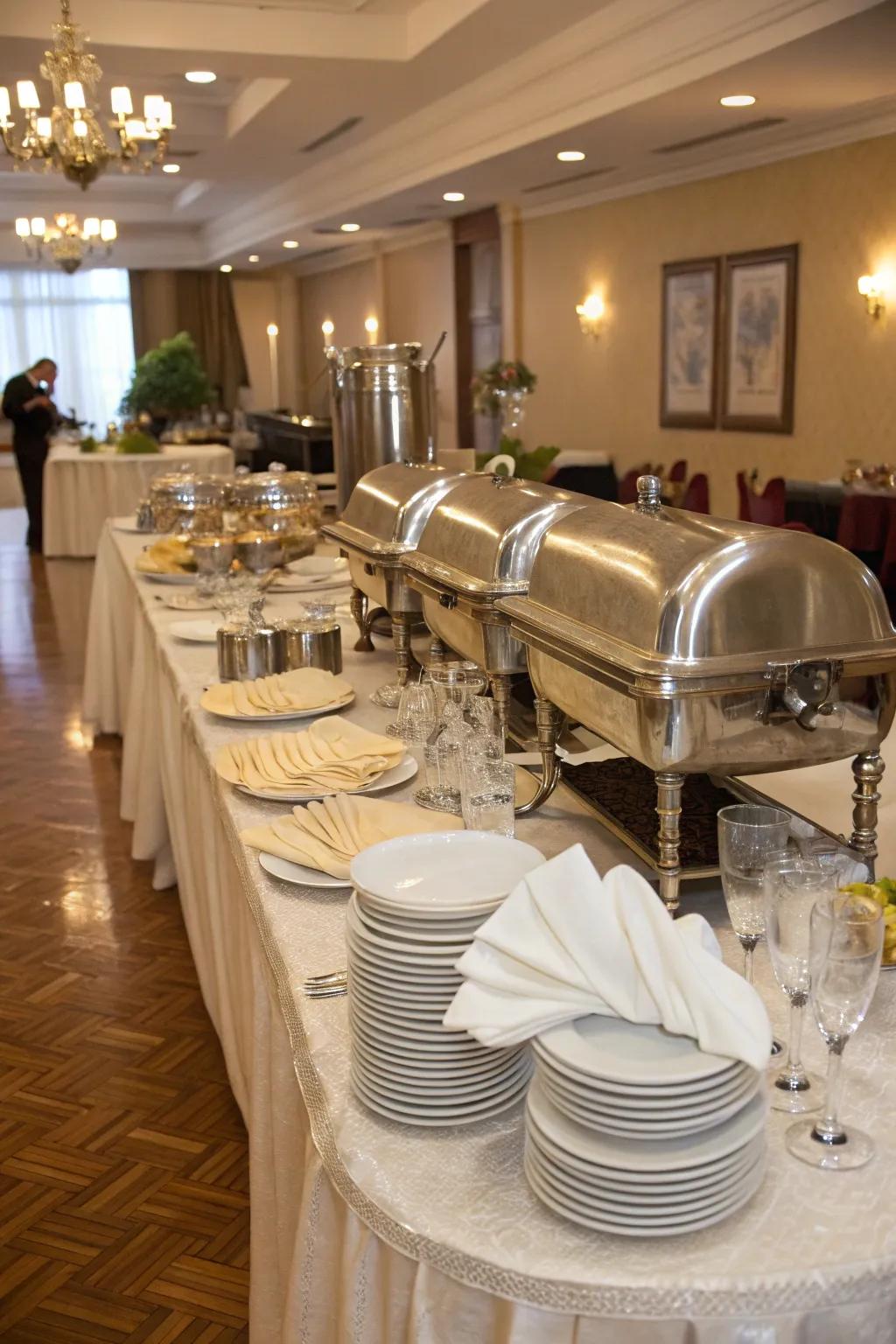 Elegant linens add sophistication to your buffet.