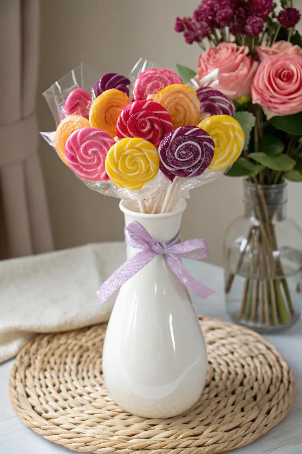 Sweet Simplicity: A Lollipop Bouquet with Scandinavian Elegance.