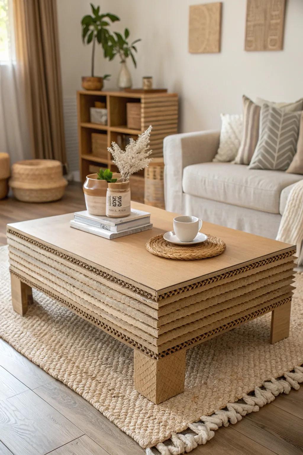 Transform your living space with this stunning DIY cardboard coffee table—where simplicity meets creativity!