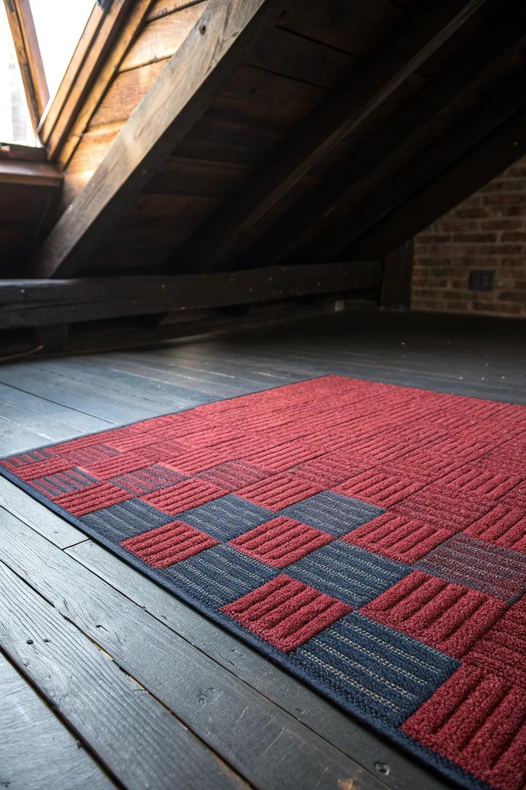 Transform your attic with cost-effective and cozy carpet tiles—where craftsmanship meets comfort.