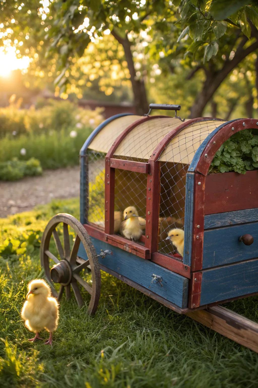Craftsmanship Meets Nature: A Vintage Yard Cart Brooder for Happy Chicks