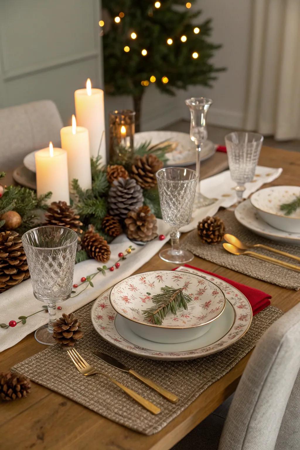 A festive table setting ready for holiday gatherings.