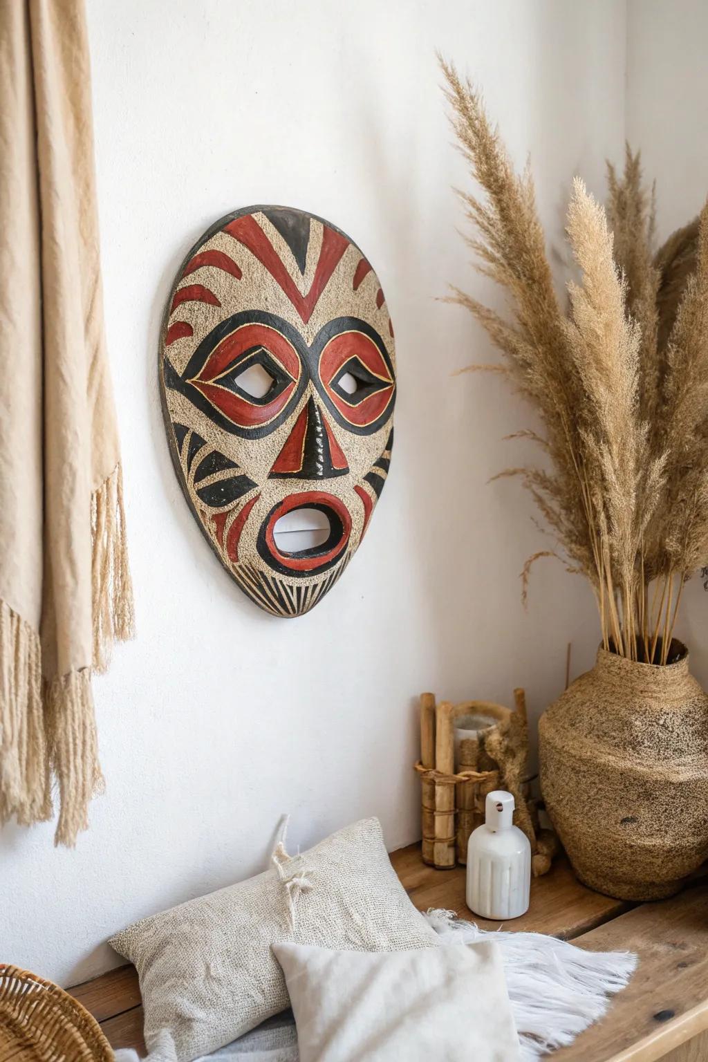 Add a touch of drama and artistry to your space with this expressive clay mask.