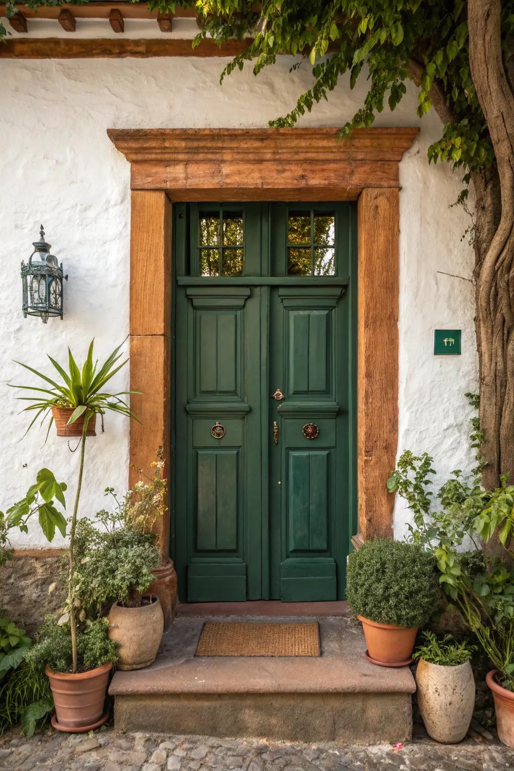Earthy tones provide a welcoming and harmonious touch to colonial entrances.