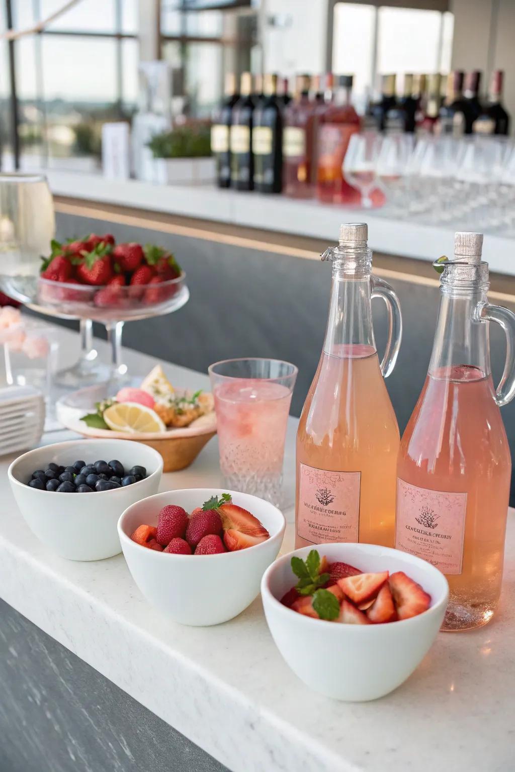 A refreshing pink drink bar perfect for any celebration.