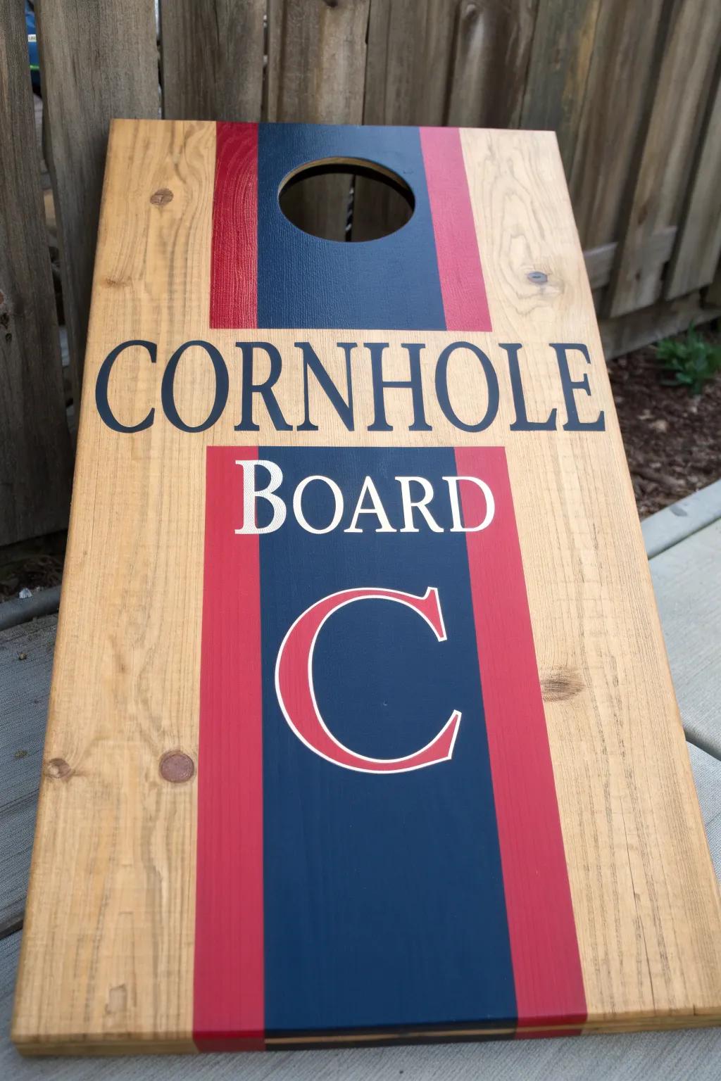 Elevate your game with personalized flair: bold monograms that make your cornhole board uniquely yours.