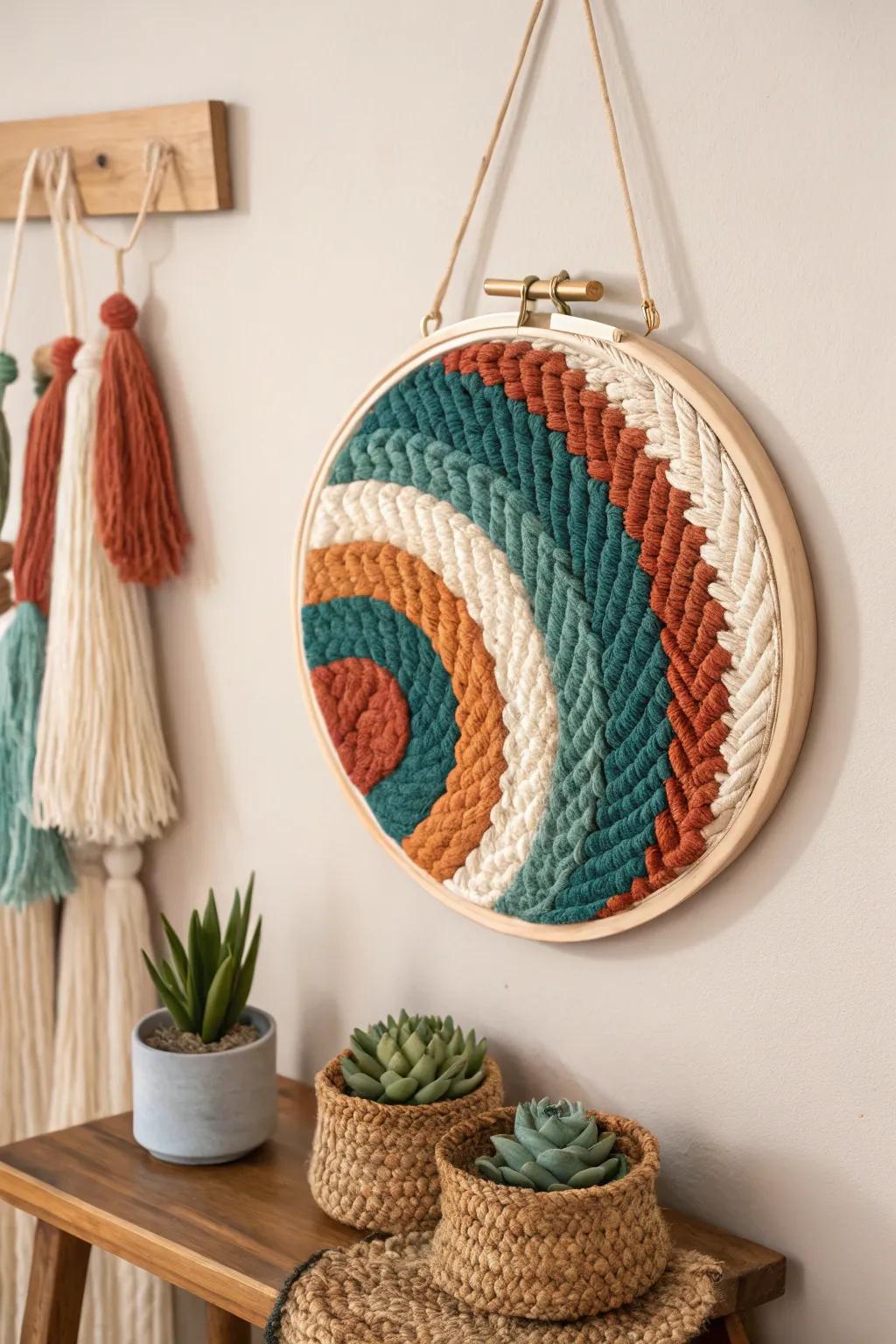 Transform any space with this stunning woven wall art, where simplicity meets bold beauty.